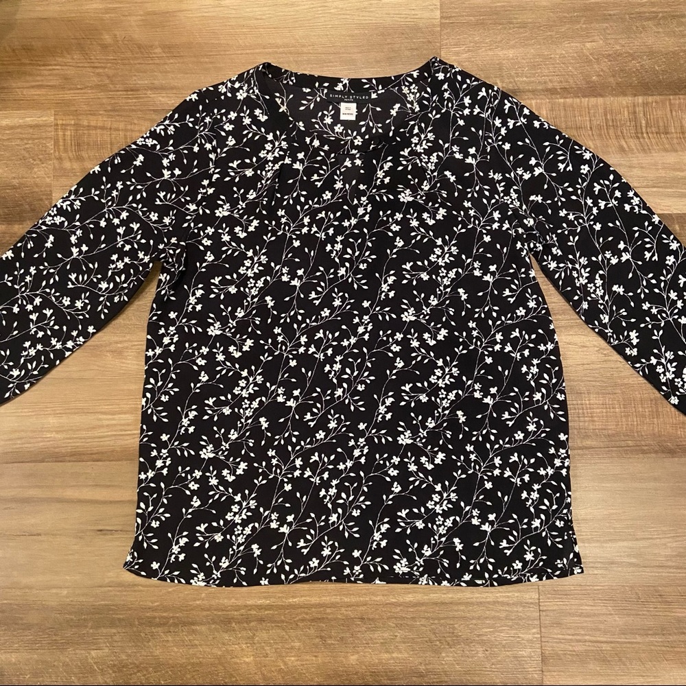 Black and white floral blouse